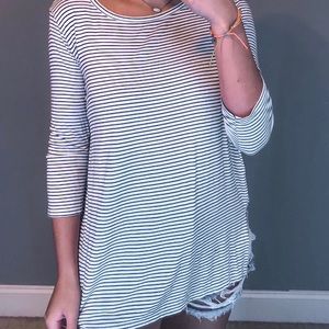 old navy black & white striped top